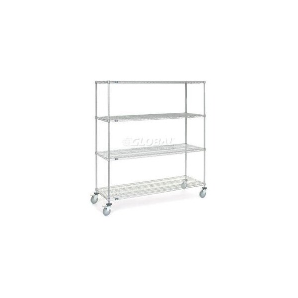 Global Equipment Nexel Chrome ESD Wire Shelf Truck, 4 Shelf, 72"L x 36"W x 69"H, Polyurethane Casters C36726ESD - main